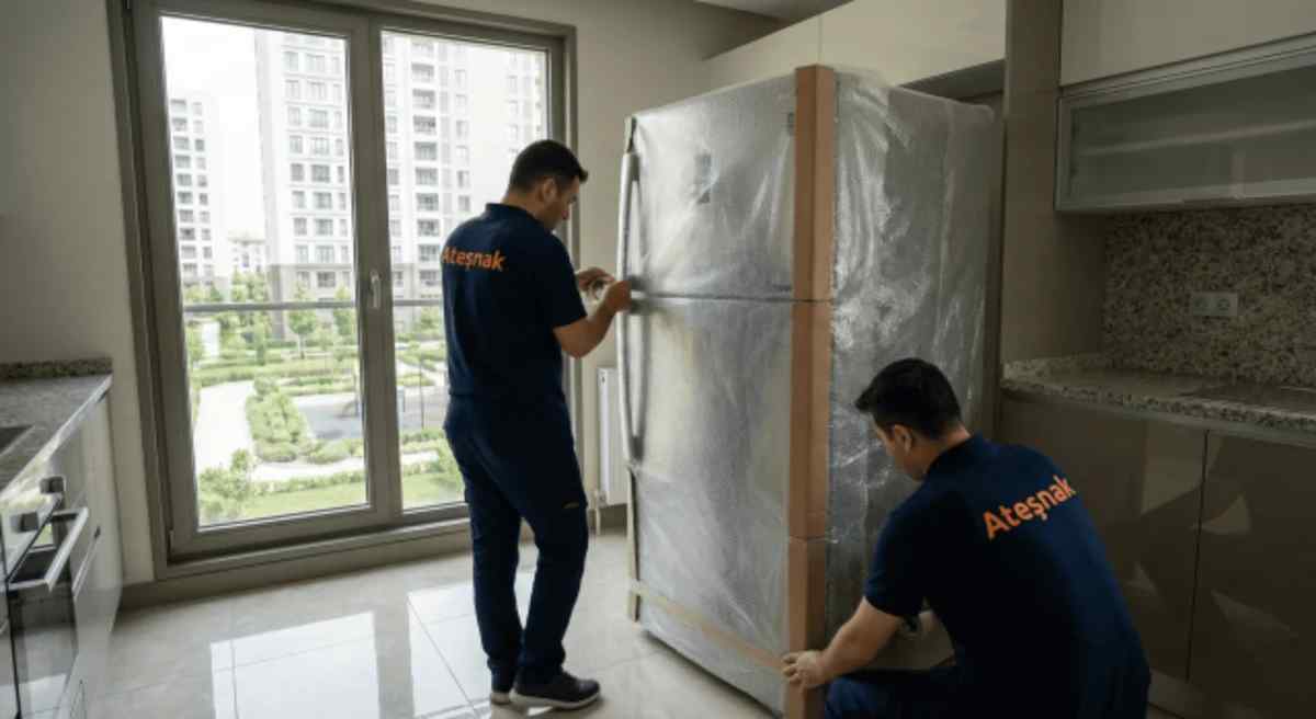 Ateşnak kamyon ve asansörü evden eve nakliyat yaparken
