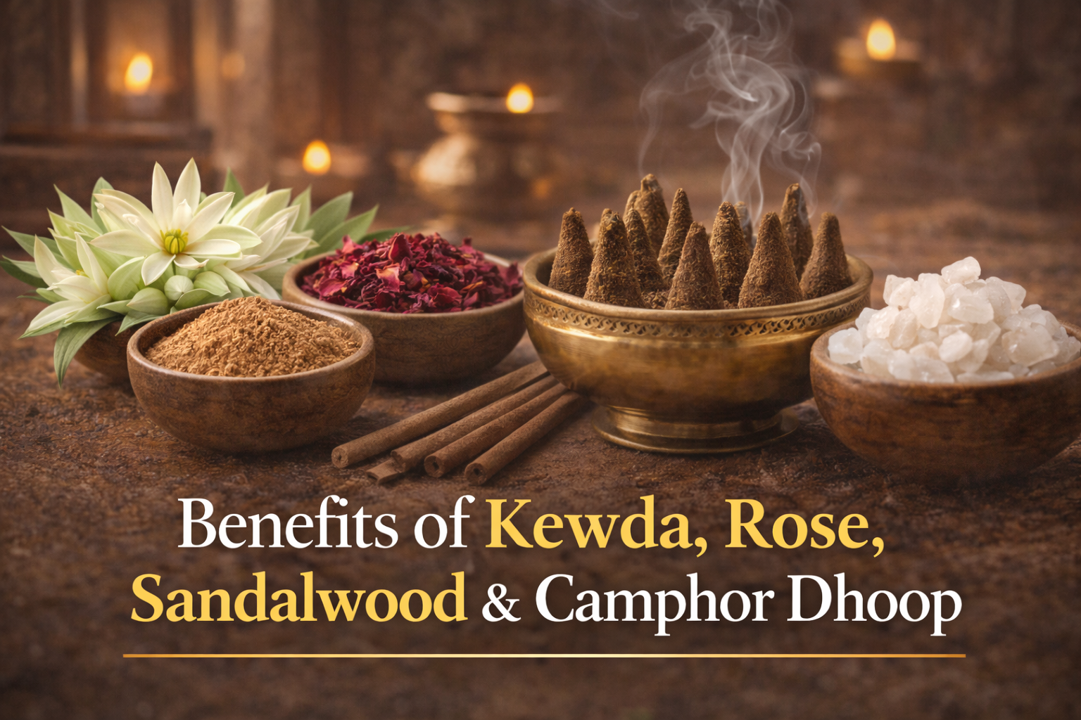 Benefits of Kewda, Rose, Sandalwood & Camphor Dhoop