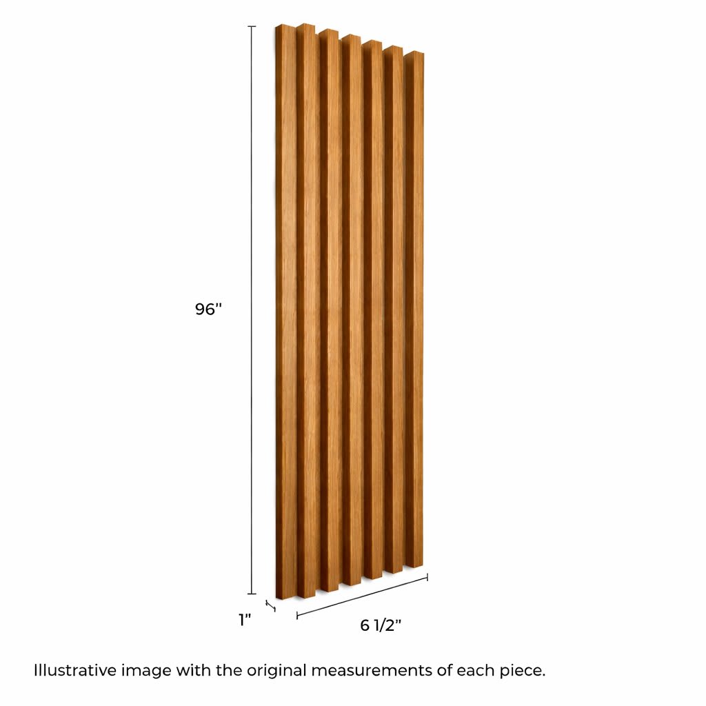 WPC wall panel with vertical slats in a pine finish, 96 inches tall, designed for interior decoration in modern homes, offices, and commercial spaces.
