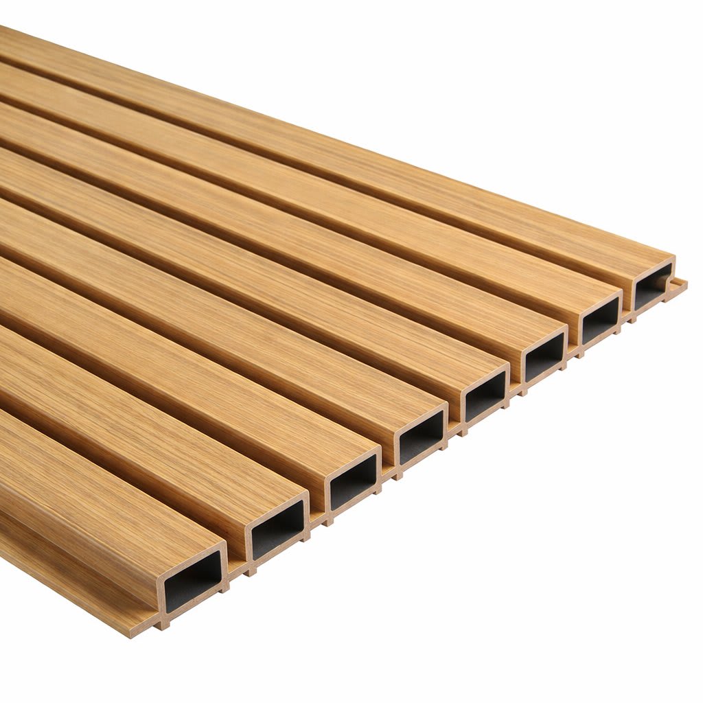 Sleek WPC Wall panels and a natural wood-grain finish, perfect for outdoor flooring, patios, terraces, facades, modern architectural cladding, or DIY renovation projects.