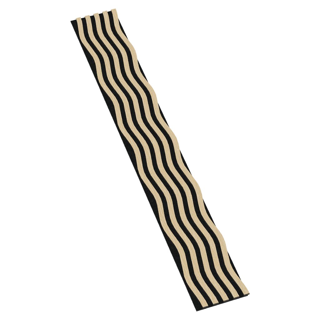 These white oak WPC wall panels with a wavy acoustic finish create an organic, high-contrast abstract backdrop with visible grain. Their elegant, retro-style visual design makes them ideal for design projects, packaging, wallpaper, soundproofing, and interior decoration.