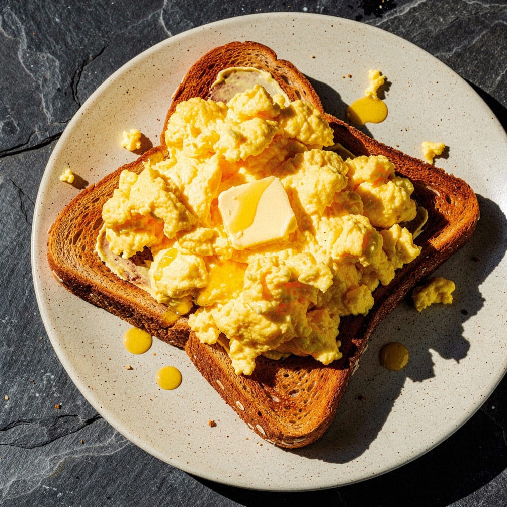 Scrambled eggs on toast