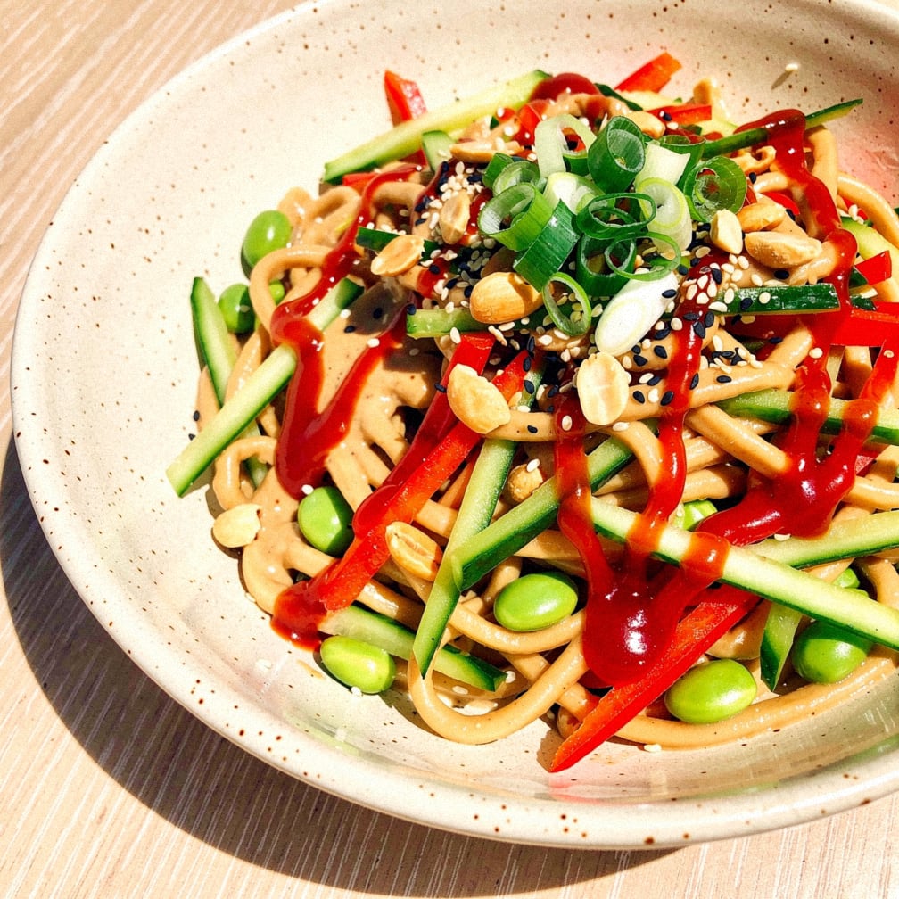 Sesame noodles with edamame