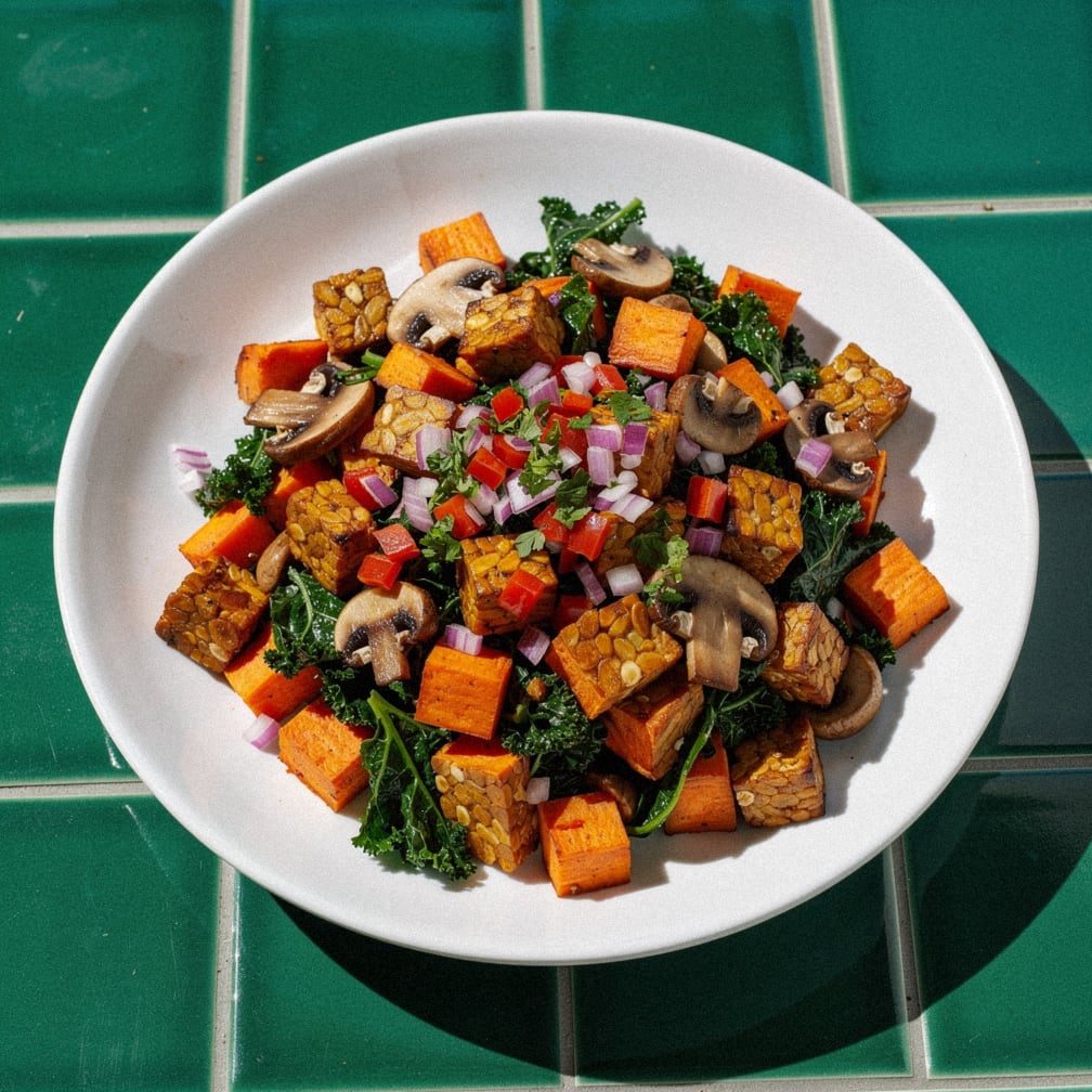 Tempeh & sweet potato breakfast hash