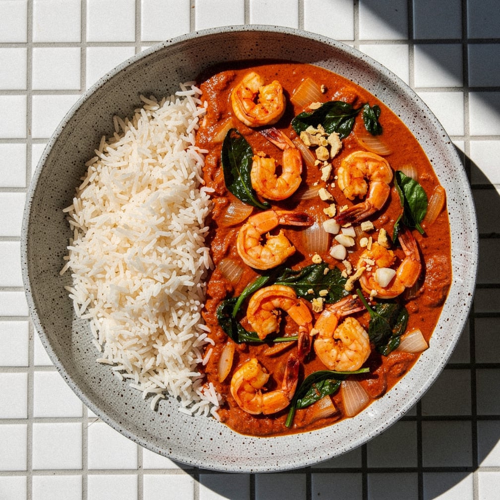 Tikka prawn, spinach & tomato curry