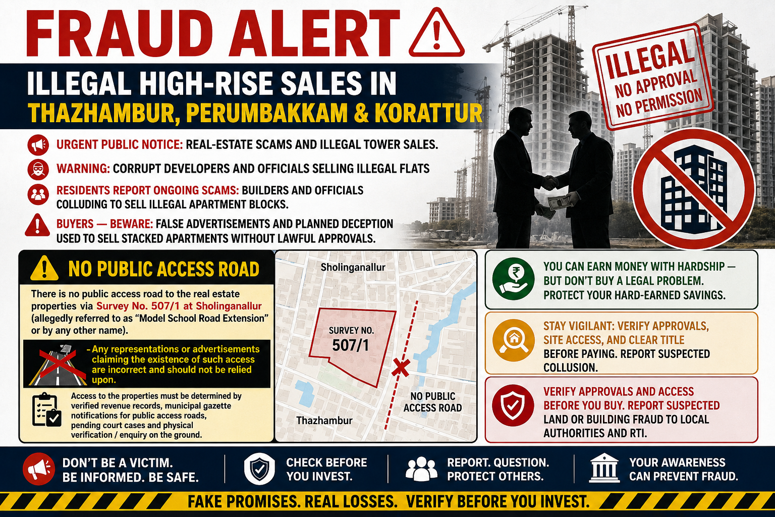 Fraud Alert: Illegal High-Rise Sales in Thazhambur, Perumbakkam & Korattur