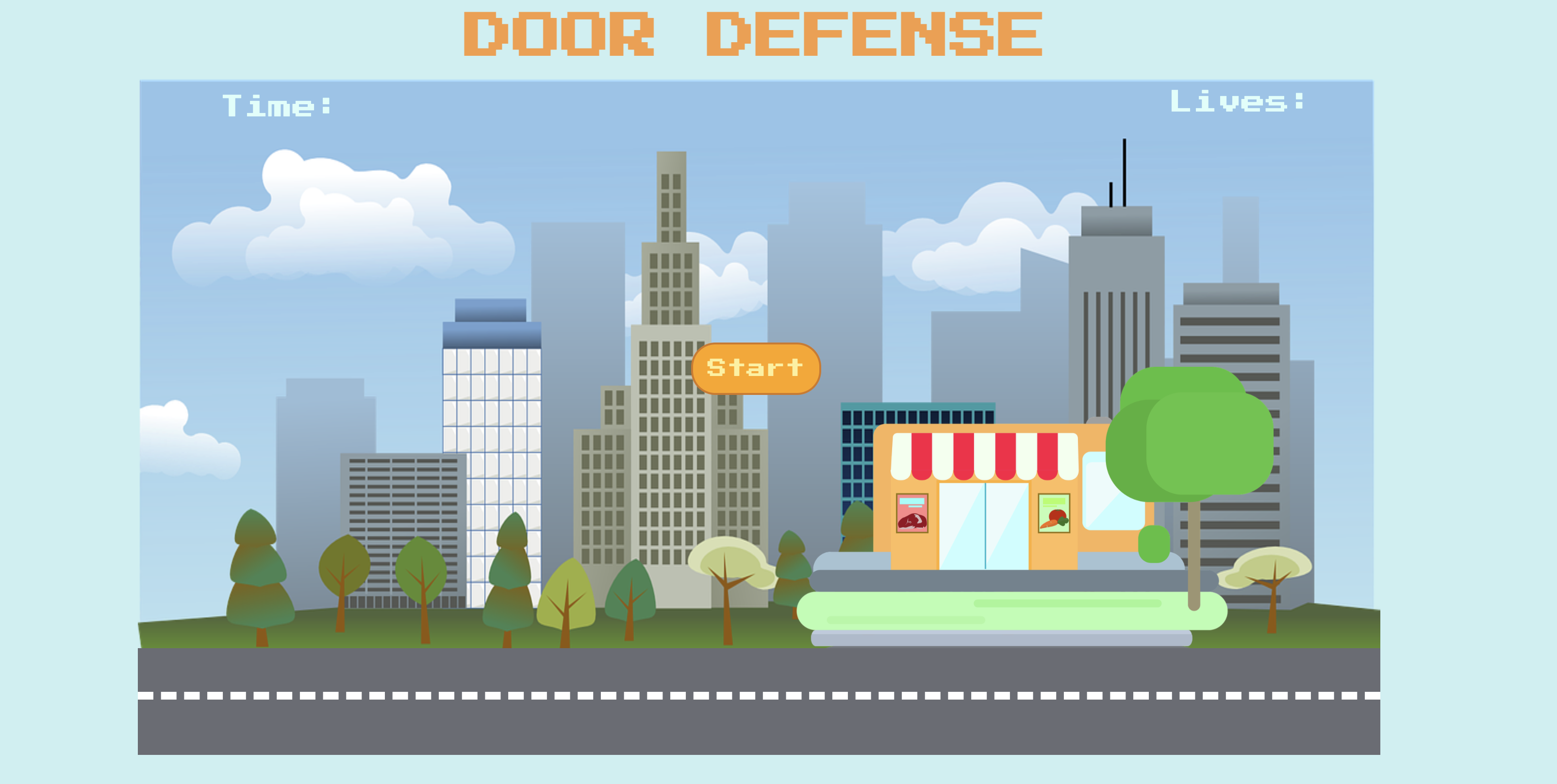 Frontpage for the web game, Door Defense