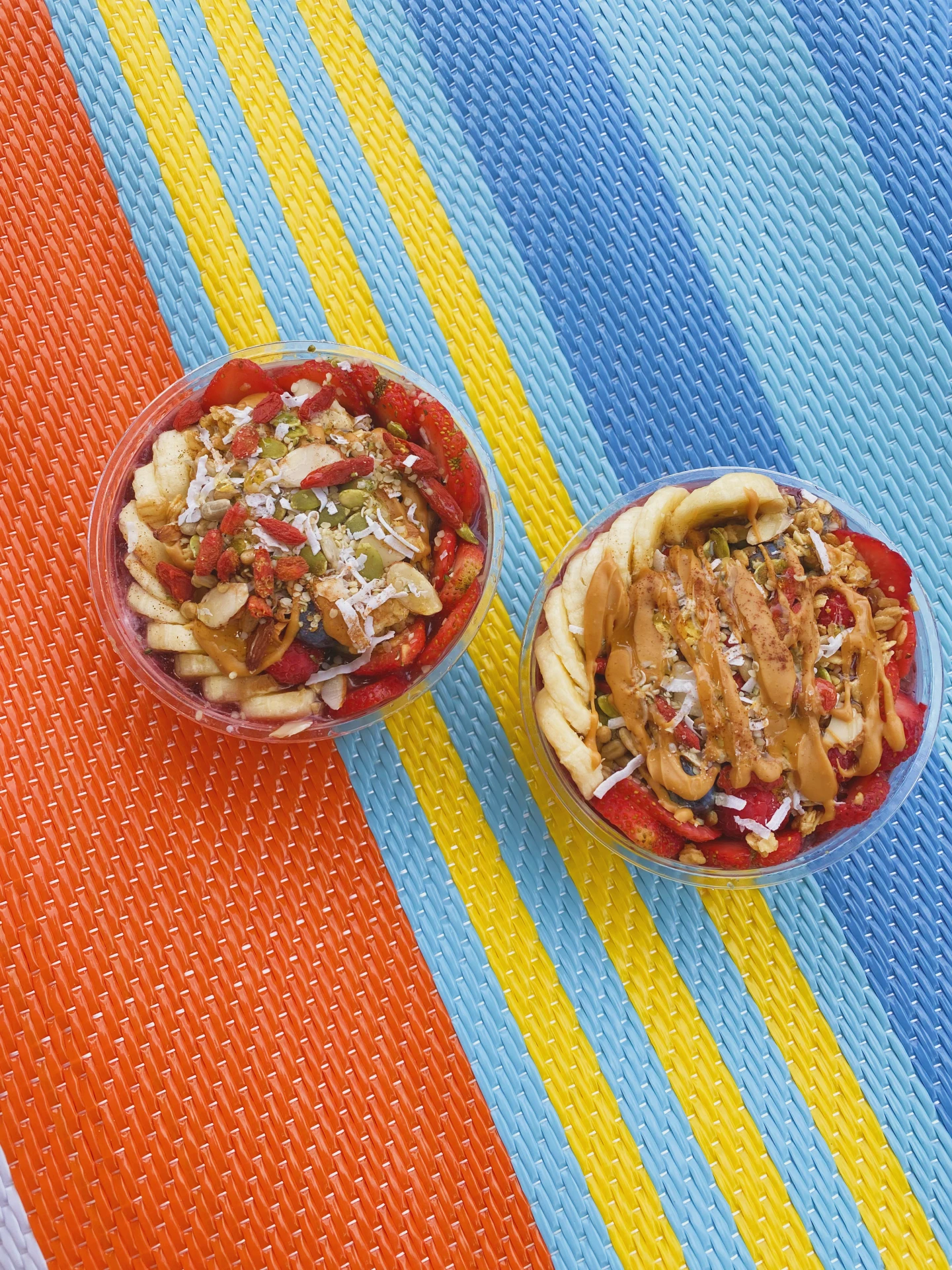 two bowls on mat