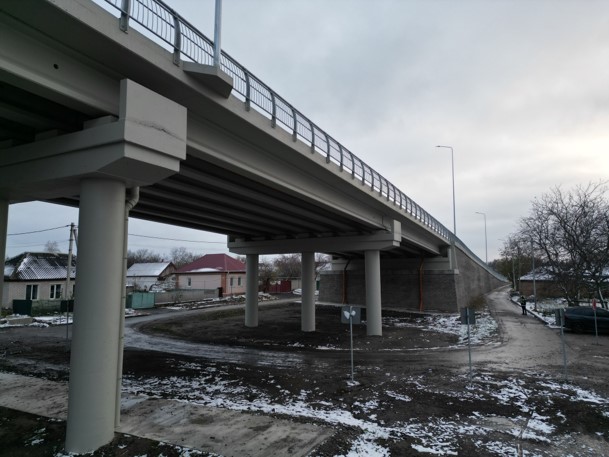 Міст має довжину 628 м. Берегові прогони виконані