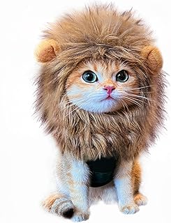 Lion Mane Wig for Cat Costume Pet Adjustable Washable Comfortable Fancy Lion Hair Cat Clothes Dress for Halloween Christmas Easter Festival Party Activity (Brown) product image