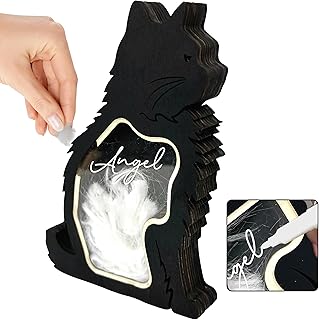8.4" Cat Hair Keepsake Box, Wooden Pet Urns for Cats, DIY Pet Loss Sympathy Gifts, Unique Gift Cat Long Hair Shape Standable Table Decor, Idea Gift for Pet Lover Storing Fur Teeth Ashes PSD16-LHM product image