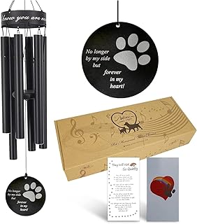 Pet Memorial Wind Chime, 30 Inches Paw Print Pet Remembrance Gift to Honor and Remember a Dog, Cat, or Other Pet, Premium Metal Wind Chime, Black product image