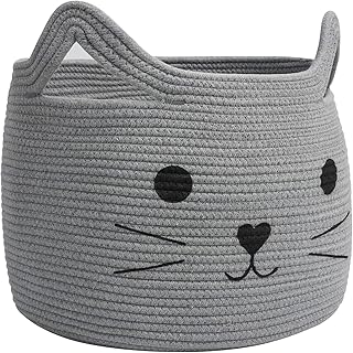 Large Woven Cotton Rope Storage Basket for pet toys and more