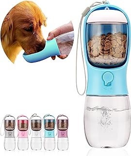 Dog Water Bottle with Food Container, Portable Leak Proof Pet Water Dispenser for Walking Hiking Travel, Puppy Essentials Accessories for Small Large Dogs, Dog Gifts (10oz/15oz/19oz) product image