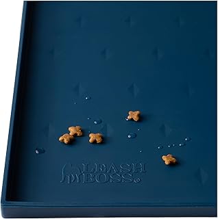 Leash Boss Dog Food Mat - Waterproof Cat & Dog Bowl Mat for Food and Water, Silicone Pet Feeding Mats for Floors, Non-Slip Placemat with High Edges, Puppy Essentials (XL: 25"x17", Navy) product image