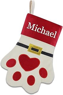 17" Dia Linen Pet Paw Personalized Christmas Stockings for Dog&Cat Personalized Customization Christmas Stocking for Pet Gift Bag (Pet-Paw) product image