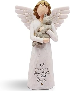 BORLESTA Cat Memorial Gift, Hand-Painted Figurine Angel (Gray)