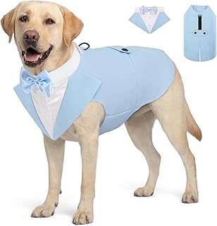 AOFITEE Dog Tuxedo for Large Dogs, Formal Dog Suit and Tie, Gentle Dogs Wedding Party Suit Bow Tie Shirt, Pet Wedding Outfit with Detachable Bowtie Collar for Christmas Halloween Dress Up product image