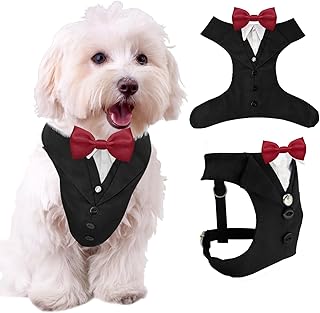 AVERYDAY Dog Tuxedo for Wedding Outfit, Dog Suit and Tie Costumes for Birthday, Halloween, Cosplay, Christmas Party, Pet Formal Wear with Bowtie, Tux for Small Dogs, Chihuahua, Bichon, Maltese, Cats product image