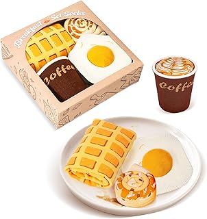 AGRIMONY Funny Breakfast Pancake Socks Box for Men Women Teen Boys - Novelty Fun Funky Crazy Silly Crew Socks product image