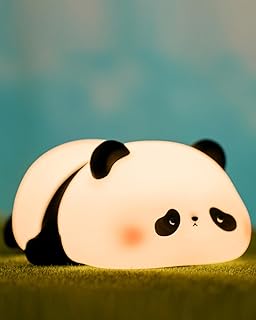 ATSUI Cute Panda Night Light, LED Squishy Novelty Animal Night Lamp, Food Grade Silicone 3 Level Dimmable Nursery Nightlight for Desk Decor, Funny Gifts Stuff for Boys Girls Baby, White Elephant Gifts product image