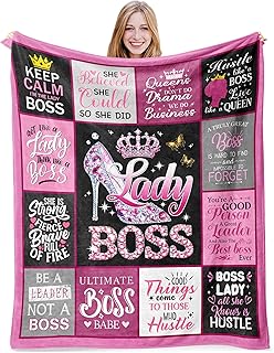 Boss Lady Blanket 50"x60", Boss Gifts for Women, Female Boss Appreciation Gift, Boss Day and Birthday Present, Cozy Throw Blanket for Office or Home - Pink product image