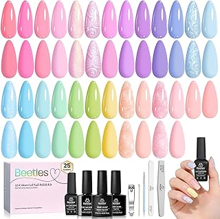 Beetles Pastel Gel Polish Set - Rainbow Dreamscape 25 Colors Spring Gel Polish Kit with Base Coat&Top Coat Soak Off UV Led Nail Set Pastel Glitter Colors Nail Art Kit Summer Gifts for Women&Girls product image