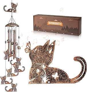 Cat Wind Chimes for Outside, perfect for cat lovers and garden decor