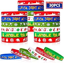 Christmas Rubber Bracelets 30 PCS Bulk Christmas Party Favors Stocking Stuffers for Kids Silicone Wristbands Goodie Bags Stuffers Xmas Toys Student Gifts Party Supplies Decorations Classroom Prizes product image