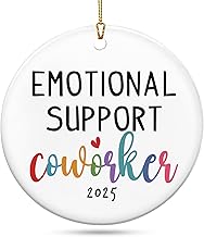 Christmas Coworker Gifts for Women Friends - Emotional Support Ceramic Christmas Ornaments 2025 - Employee Appreciation Thank You Gifts for Coworkers Work Bestie, Stocking Stuffers Ornaments product image