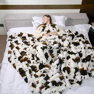 Cow Print Faux Fur Twin Blanket, Cozy Fluffy Ultra Soft Blanket Plush Fuzzy for Couch Travel Spring Camping Home Leisure Bedroom Boho Decor, Easy Care, Ideal Gift for New Mom Women, 60x80 product image