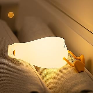 Cute Duck Night Light, Animal Lamp, Food Grade Silicone, Rechargeable, 3 Level Dimmable, Squishy Nursery Nightlight for Desk Decor, Funny Gifts Stuff for Boys Girls Baby, White Elephant Gifts product image