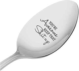 Engraved Spoon Gifts for Women - Hilarious Gag Gift for Her - Christmas Ideas Under 20 Dollars - Coffee Themed Present for Men or Women product image