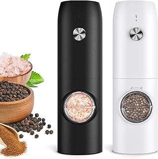 Electric Salt and Pepper Grinder Set, Rechargeable Automatic Salt and Pepper Shakers, Adjustable Coarseness Pepper Grinder with Led, Kitchen Appliances Gifts for Mom product image