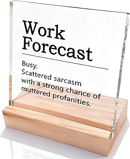 Funny Office Desk Decor- Work Forecast Office Sign for Men and Women Coworkers, Humorous Desk Accessories, Coworker Gifts, Boss Day Gift, Sarcastic Cubicle Decorations for Work product image