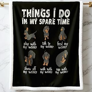 Funny Dachshund Sherpa Blanket, Cute Cartoon Wiener Dog Throw Blanket for Dog Lovers Couch Sofa Dorm, Soft Fuzzy Cozy Pet Lover Gift 50x60 Inches Lightweight Warm Plush Blanket product image