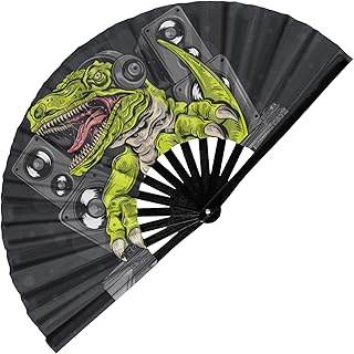 GloFX Folding Fan - DJ Dino - Large Rave Clack Folding Hand Fan for Men/Women - for EDM, Music Festival, Club, Event, Party, Dance, Performance, Decoration, Gift product image