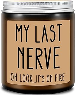 Homsolver Gifts for Women Men, Birthday Gifts for Women, Mom, Her, Him - My Last Nerve Lavender Candles - Funny Best Friend, White Elephant Gift for Adults, Coworkers, Sister, Bestie product image