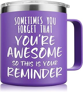 NOWWISH Inspirational 14oz Purple Mug with Handle, Sometimes You Forget You're Awesome Stocking Stuffer for Women, Unique Christmas Birthday Gifts for Her, Mom, Daughter, Wife‚Äã product image