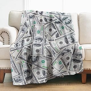 Levens Money Blanket Gifts for Women Girls Men, 100 Dollar Bill Money Print Decoration for Home Bedroom Living Room Couch, Soft Warm Cozy Lightweight Throw Plush Blankets Grey Twin 60"x80" product image