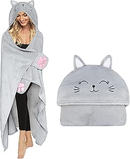 Moyel Cat Blanket Hooded Cat Gifts for Lovers - Funny Cute Wearable Blanket Hoodie for Mom, Girlfriend, Wife, Friend, Sister - Perfect for Christmas product image