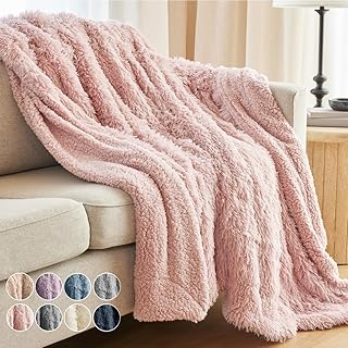 Soft fluffy throw blanket in dusty rose, perfect for gifting.
