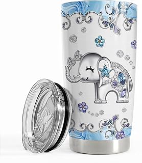 SANDJEST Elephant Tumbler 20oz Jewelry Drawings Stainless Steel Insulated Tumblers Elephants Gifts for Women Girls Coffee Travel Mug Cup Gift for Birthday Christmas product image