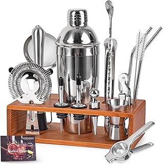 Vabaso 20-Piece Bartender Kit with Stand, Cocktail Shaker Set for Home Bar, 25oz Professional Stainless Steel Bar Tool Set with Cocktail Recipes Booklet, Christmas White Elephant Gifts for Adults Men product image