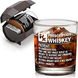 Prescription Whiskey Glass, Funny Rocks Glass & Bourbon Barrel Set product image