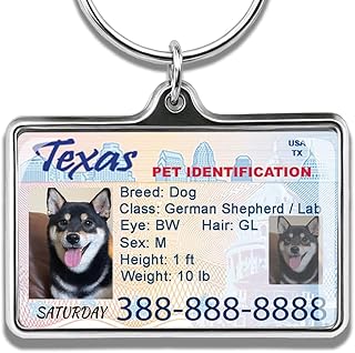 Custom Dog Driver License Tag for Pets - Personalized Pet ID Tag with Photo, Name & Phone - Novelty Gift for Dog & Cat Lovers, All 50 States, 1 x 1.5 in (Best for Indoor Small Pets) product image