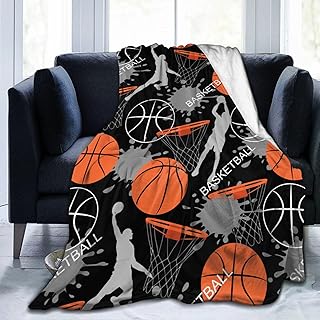 Basketball Sports Ball Cool Throw Blanket Soft Bed Bedding Warm Cozy Plush Flannel Fleece Blankets Gifts for Kids Boys Teens Men, Sofa Couch Bedroom Home Decor, 60"x50" product image