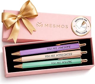 MESMOS 3Pk Fancy Pens for Women, End Of Year Teacher Gifts, Refillable Ballpoint Pen Set, Thank You Gift for Women, Teacher, Coworker, Boss Lady, Employee Appreciation, Cute Pens for Journaling product image