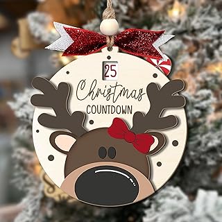 Reindeer Countdown Christmas Ornaments - 25 Days Till Christmas Decorations (H74) product image
