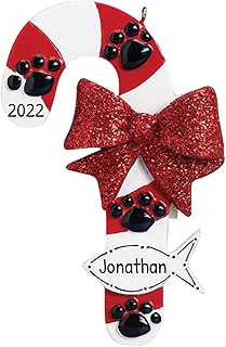 3D Paws Candy Cane Ribbon Cat Ornament Personalized Cat Ornaments for Christmas Tree 2025 - Personalized Pet Ornament Pet Christmas Ornaments - Unique Xmas Gifts for Kitten & Kitty Lovers Keepsake product image
